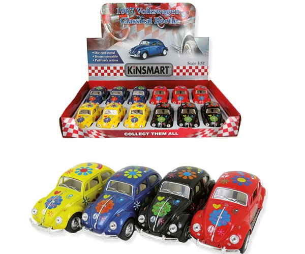 KINSMART – 1967 Volkswagen Classical Beetle – Modellino 13cm c/porte apribili – c/pull-back and go In espo da 12pz (39,5x28cm) 4ass…x12…x48